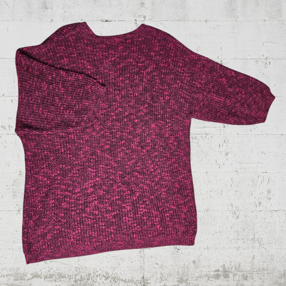 80s Vintage Red Black Heathered Crewneck Half Sleeve USA Made Sweater Size XL - Picture 6 of 6